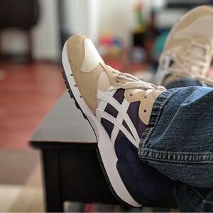 ASICS Onitsuka Tiger Sneakers Alvarado Mens Sz 8.5 Blue Beige Shoes